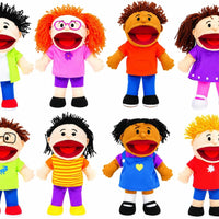 Fun Express Hand Puppets for Kids, 8 Multicultural, 14 Inch