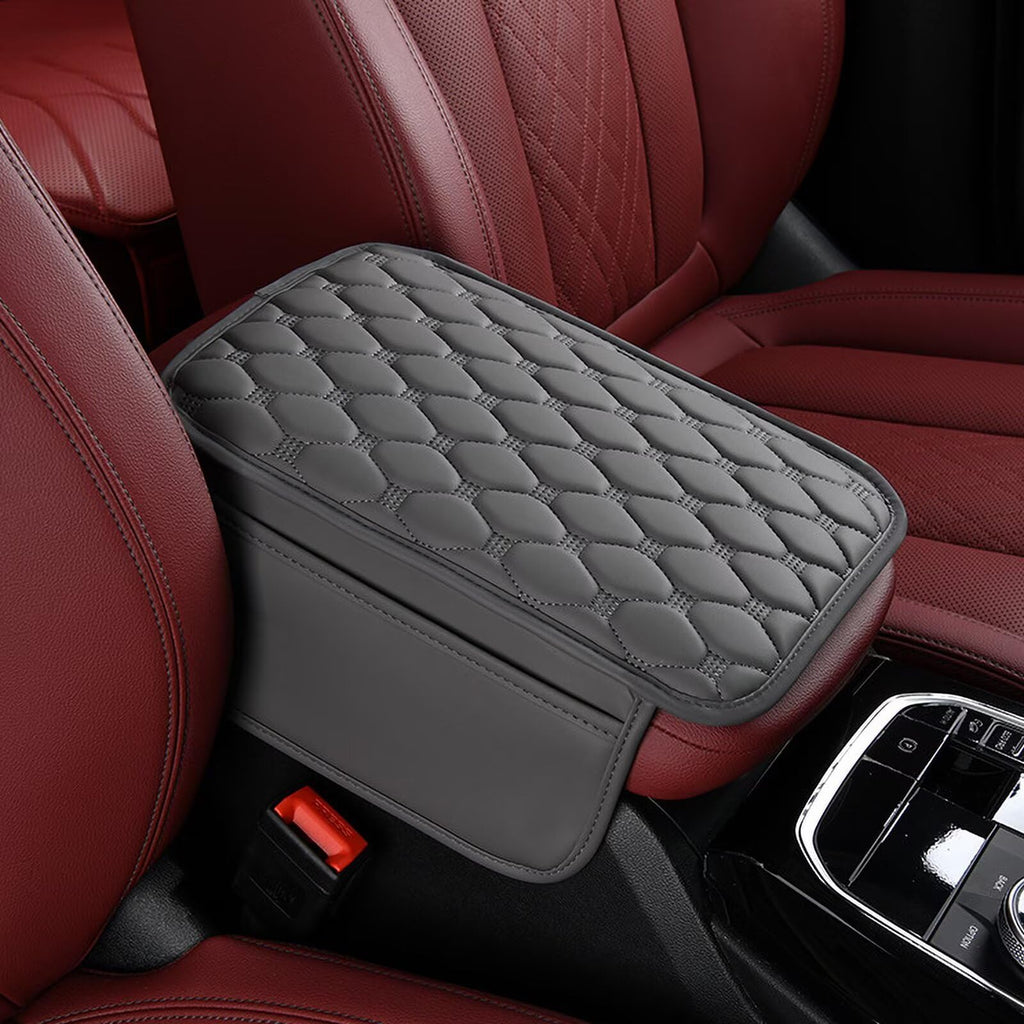 BNMFFYU Car Center Console Cover Fit for Kia Optima: Leather Car Armrest Cover Cushion with 2 Storage Bags - Car Accesso