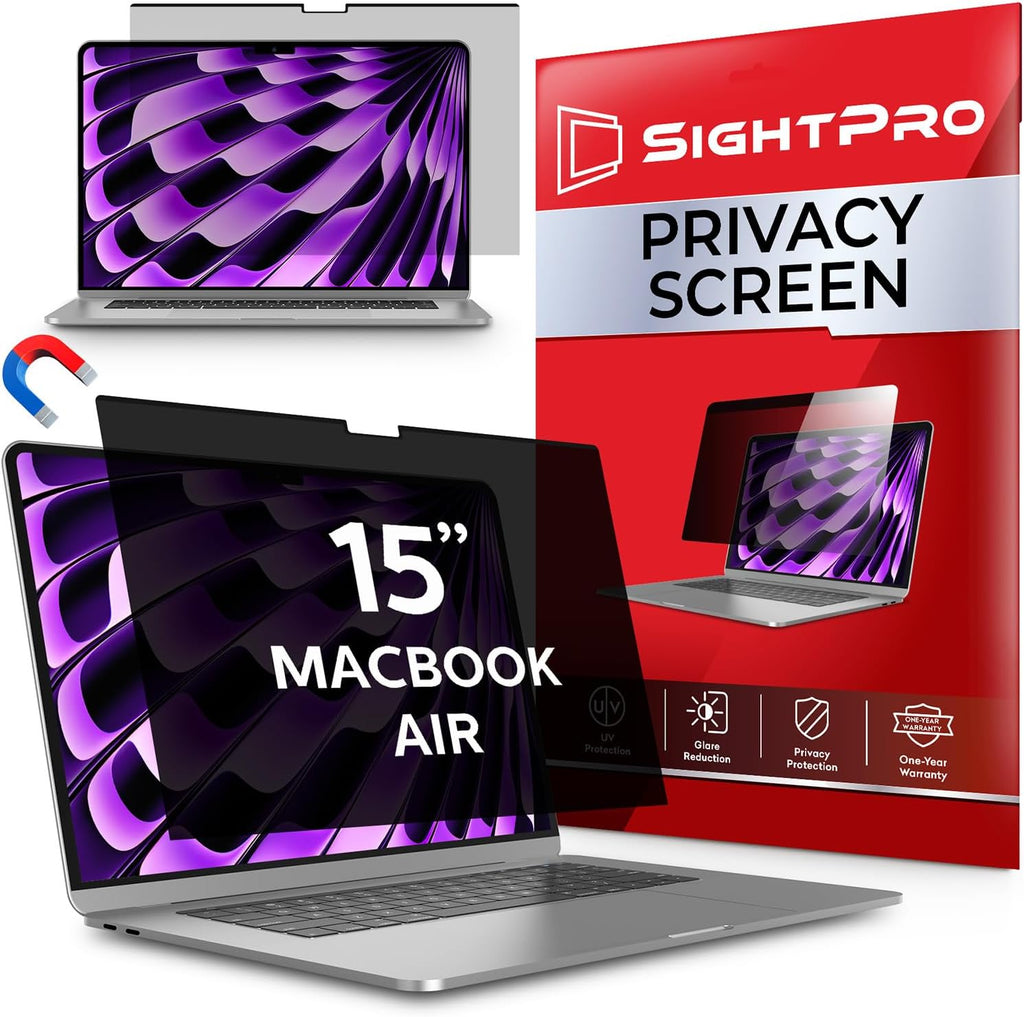 SightPro Magnetic Privacy Screen for MacBook Air 15 Inch (2023-2026, M2-M5) Patented Removable Laptop Privacy Filter Shi