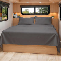 Short Queen Size 4 Piece Bed Sheet Set - RV Short Queen Sheets - Dark Grey