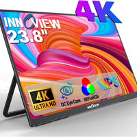 Innoview 23.8” 4K Large Portable Monitor, UHD (3840*2160) 100%sRGB IPS Speakers USB-C HDMI Work Home Second Monitor W/18
