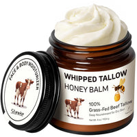 Starwise Beef Tallow for Skin, 100% Grass-Fed Whipped Beef Tallow and Honey Balm, Moisturizer for Face & Body, Natural F