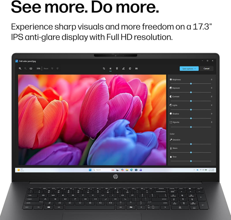 HP OmniBook 3 17.3 inch Laptop PC, FHD Display, AMD Ryzen 3 30, 8 GB RAM, 512 GB SSD, AMD Radeon 610M Graphics, Windows 11 Home, Mica Silver, 17-dp0199nr