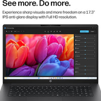 HP OmniBook 3 17.3 inch Laptop PC, FHD Display, AMD Ryzen 3 30, 8 GB RAM, 512 GB SSD, AMD Radeon 610M Graphics, Windows 11 Home, Mica Silver, 17-dp0199nr