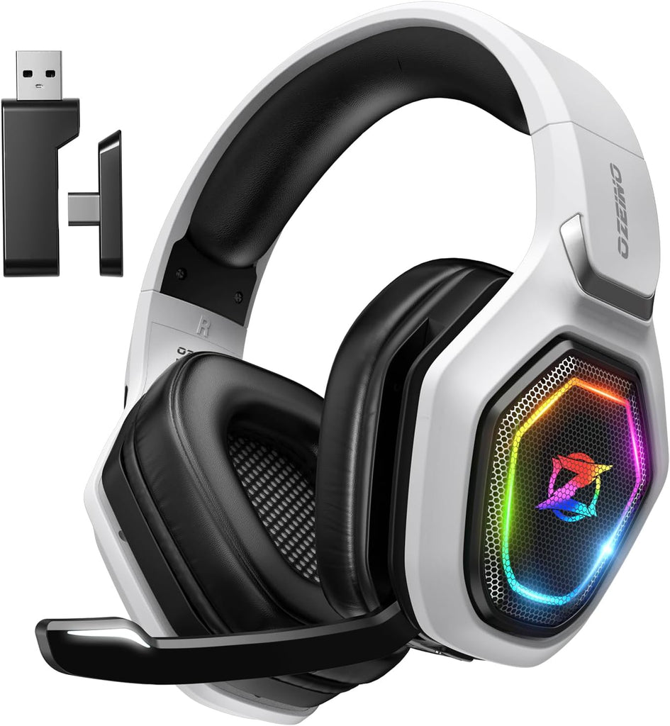 Ozeino Wireless Gaming Headset for PS5, PC, Switch| Lossless Audio-40H Batt - Pink