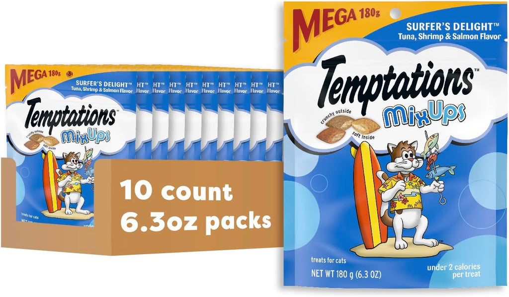 Temptations MixUps Crunchy Cat Treats, Surfer's Delight, 6.3 oz, 10 Pack
