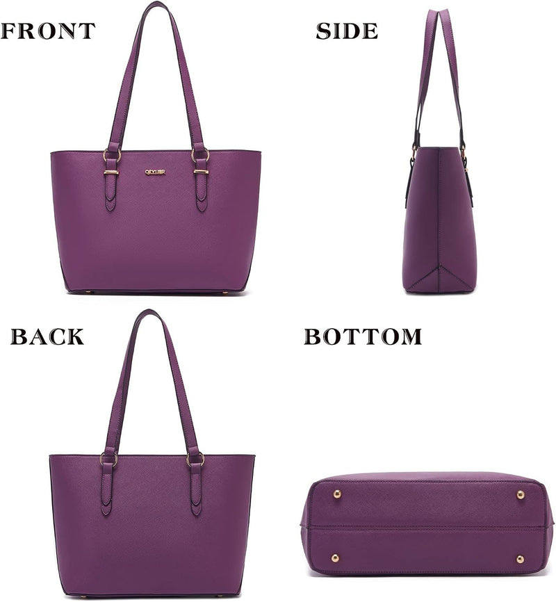 Qiyuer Women 13" Cute Tote Handbag Set Purses with RFID Wallet 3PCS