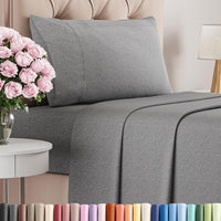Twin Size 3 Piece Sheet Set - Breathable & Cooling Sheets - Heathered Grey
