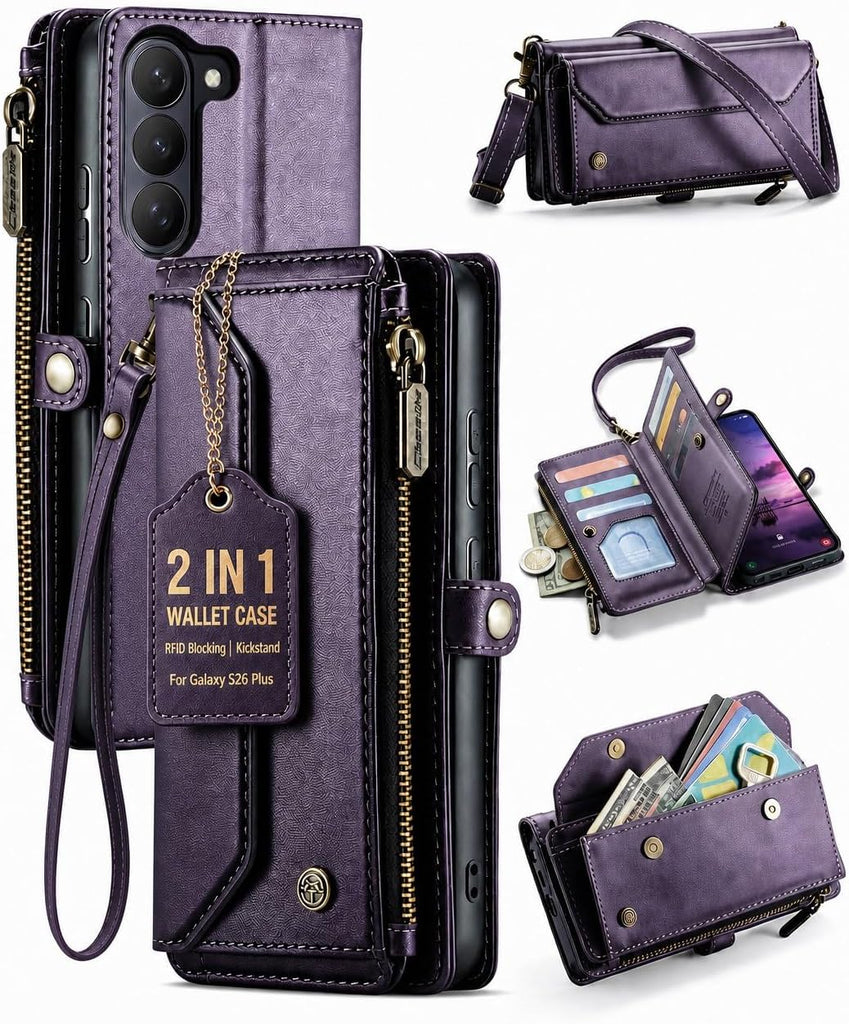 yamaguo for Samsung Galaxy S26 Plus/S26+ Wallet Case with Card Holder, [2 in 1] PU Leather Flip Folio Case, RFID Blockin