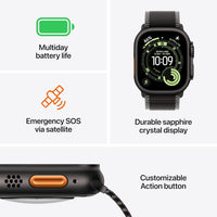 Apple Watch Ultra 3 [GPS + Cellular 49mm] Running & Multisport Smartwatch w/Rugged Titanium Case w/Blue/Bright Blue Trail Loop - M/L. Satellite Communications, Advanced Health & Fitness Tracking