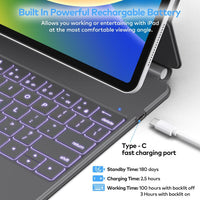 Funda con Teclado runelk para iPad Air 11" (M4/M3/M2) y Pro 11" - Gris