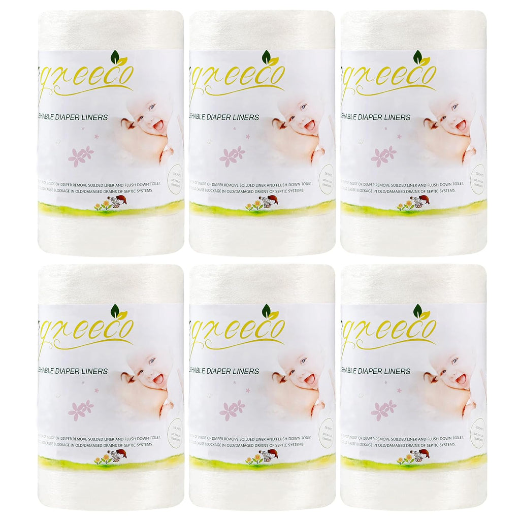 wegreeco Cloth Diaper Liners - Unscented Diaper Liners, Fragance Free Cloth Diapers Liner - 100 Sheets Per Roll (6 Roll)