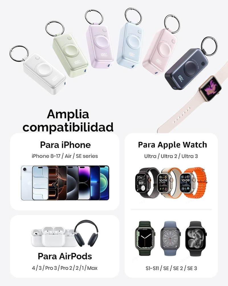 INIU SnapGo Portable Charger, 5000mAh Mini Power Bank for Apple Watch