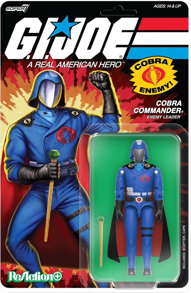 Super7 Reaction+ G.I. Joe Cobra Commander (Movie, Black Cape) - 3.75" G.I. Joe Action Figure with Accessories - Classic