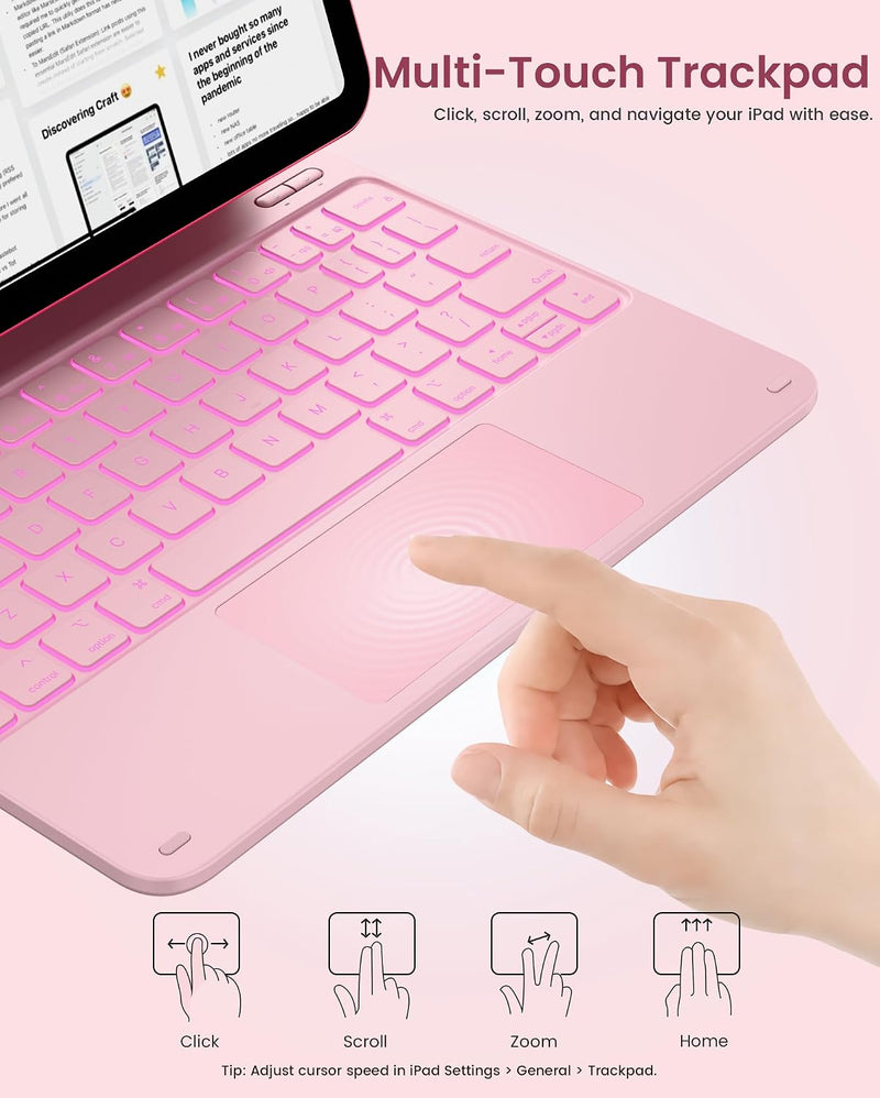 Funda con Teclado typecase Edge para iPad 11" (A16) / 10.ª Gen - Rosa Claro