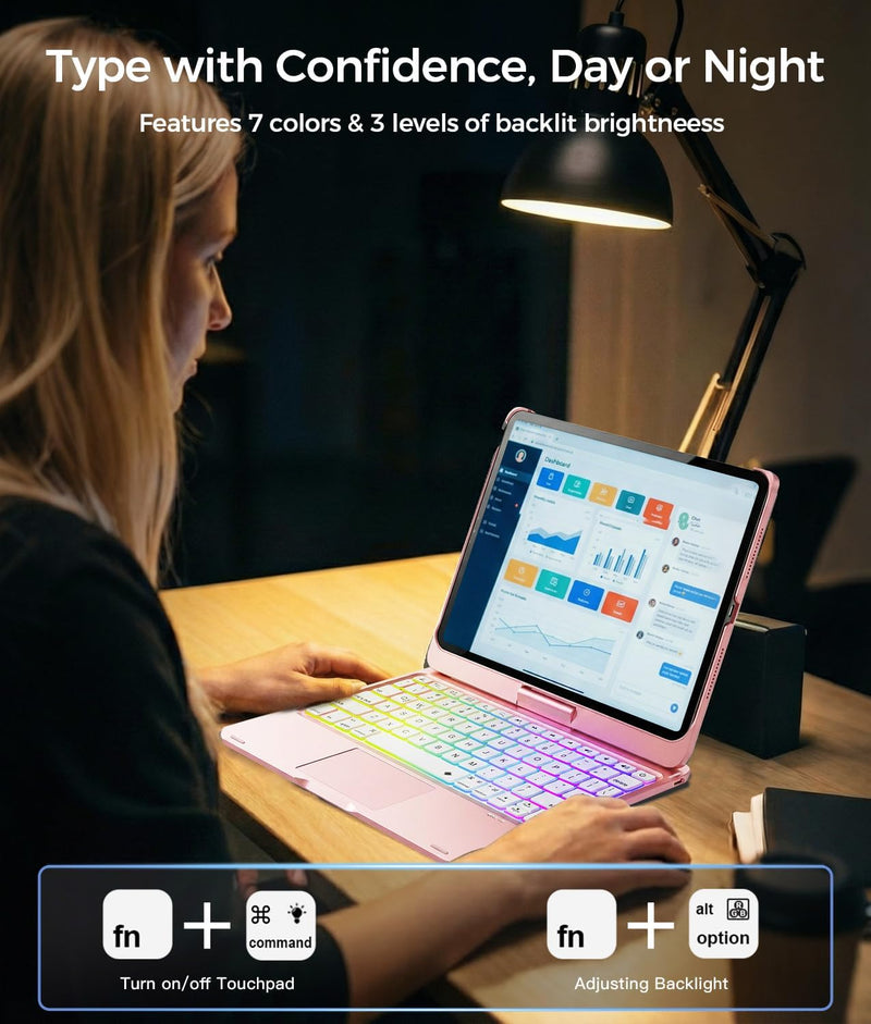 Funda con Teclado NOKBABO para iPad 10/11 (A16) y Air 11" (M4/M3/M2) - Rosa