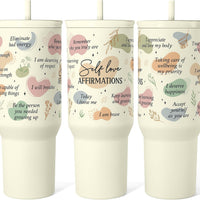 SANDJEST Inspirational Tumbler with Handle 40oz, Daily Positive Inspiration Coffee Cup Stainless Steel Travel Mug, Motiv