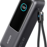 Anker Laptop Power Bank,25,000mAh Portable Charger with 165W Total Output,3 USB-C Ports (100W Max Each),Built-in Retractable Cables,Flight-Ready,for iPhone 17/16 Series,MacBook,Samsung,and More