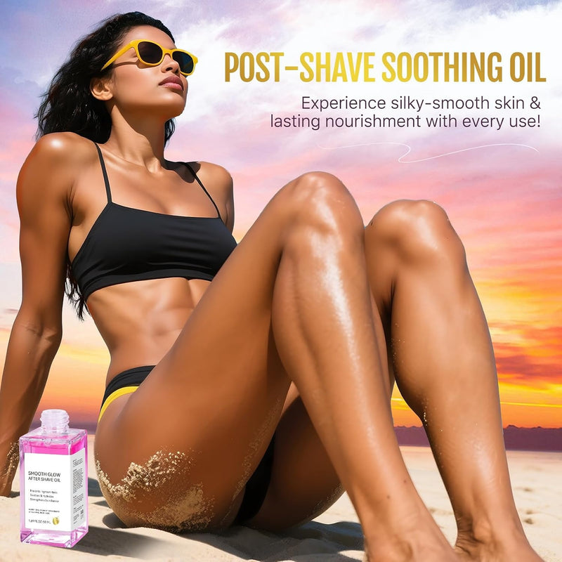 ikini Line Oil for Women - Smooth Glow After Shave Oil & Ingrown Hair Treatment | Razor Bumps, Strawberry Legs & Post Wax Care, Body Oil with Peptides & Strawberry AHA, 1.69 fl oz