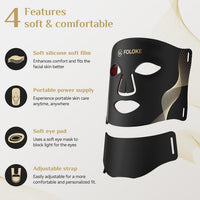 FOLOKE Terapia de luz roja para cara, máscara de terapia de luz LED, máscara y cuello, terapia de luz LED roja y NIR, longitud de onda para uso doméstico, trabajo, viajes, yoga, sueño