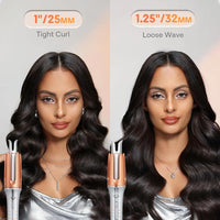 Rizador automático SHEGLAM de 3,17 cm con 3 temperaturas, calentamiento rápido, rotación bidireccional, protección anti-quemaduras, anti-enredos, apagado automático para peinar el cabello.