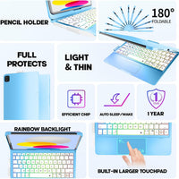 Funda con Teclado NOKBABO para iPad 10/11 (A16) y Air 11" (M4/M3/M2) - Celeste