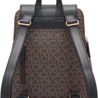 Calvin Klein Women's Elaine Signature Flap Backpack, Brown, OS