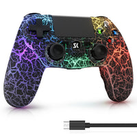 ISHAKO Controller for PS4, Wireless Controller Black for Sony PlayStation 4/Pro/Slim, Remote Control with Adjustable RGB