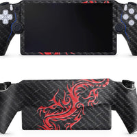 Carbon Fiber Gaming Skin Compatible with PS5 Portal Remote Player - Red Dragon - Premium 3M Vinyl Protective Wrap Decal