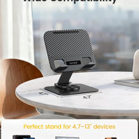 Lamicall Adjustable iPad Stand for Desk, Ultra-Slim Foldable, 360° Rotation