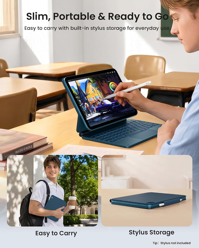 Funda con Teclado typecase Edge para iPad 11" (A16) / 10.ª Gen - Azul Pacífico