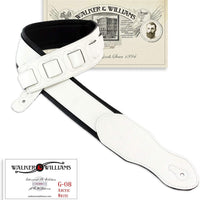 Walker & Williams G-08 Powder White Padded Guitar Strap with Glove Leather Back For Acoustic, Electric And Bass Guitars