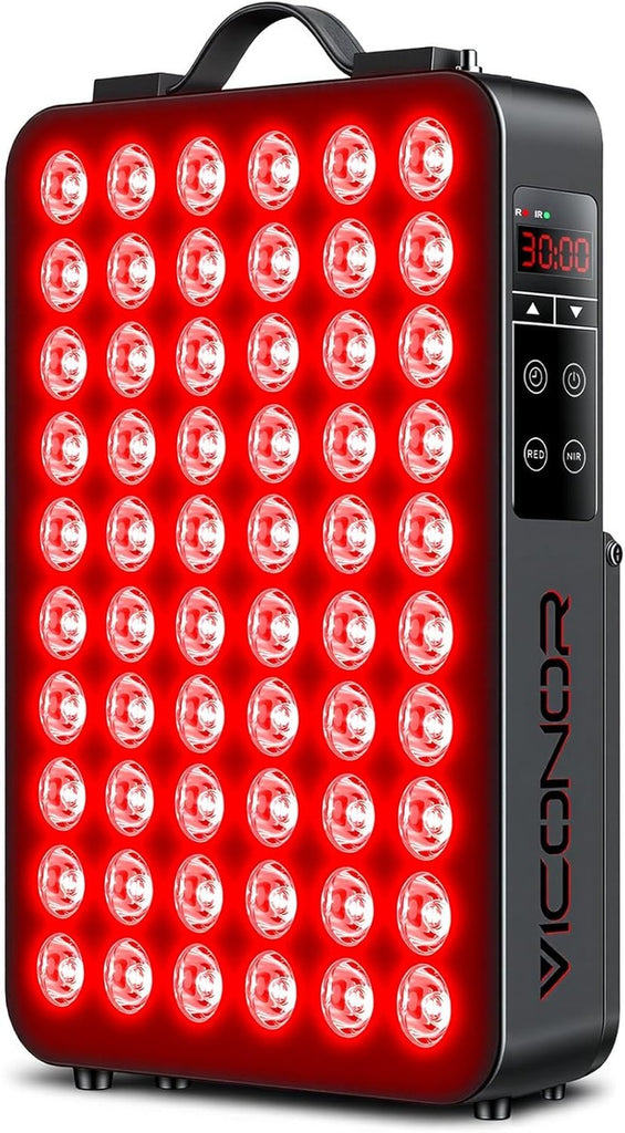 Viconor Terapia de luz roja para el cuerpo, panel de terapia de luz infrarroja cercana de 660nm 850nm, dispositivo de 60 LED de doble chip con 300W de potencia, ideal para el cuerpo, la cara, mejora e