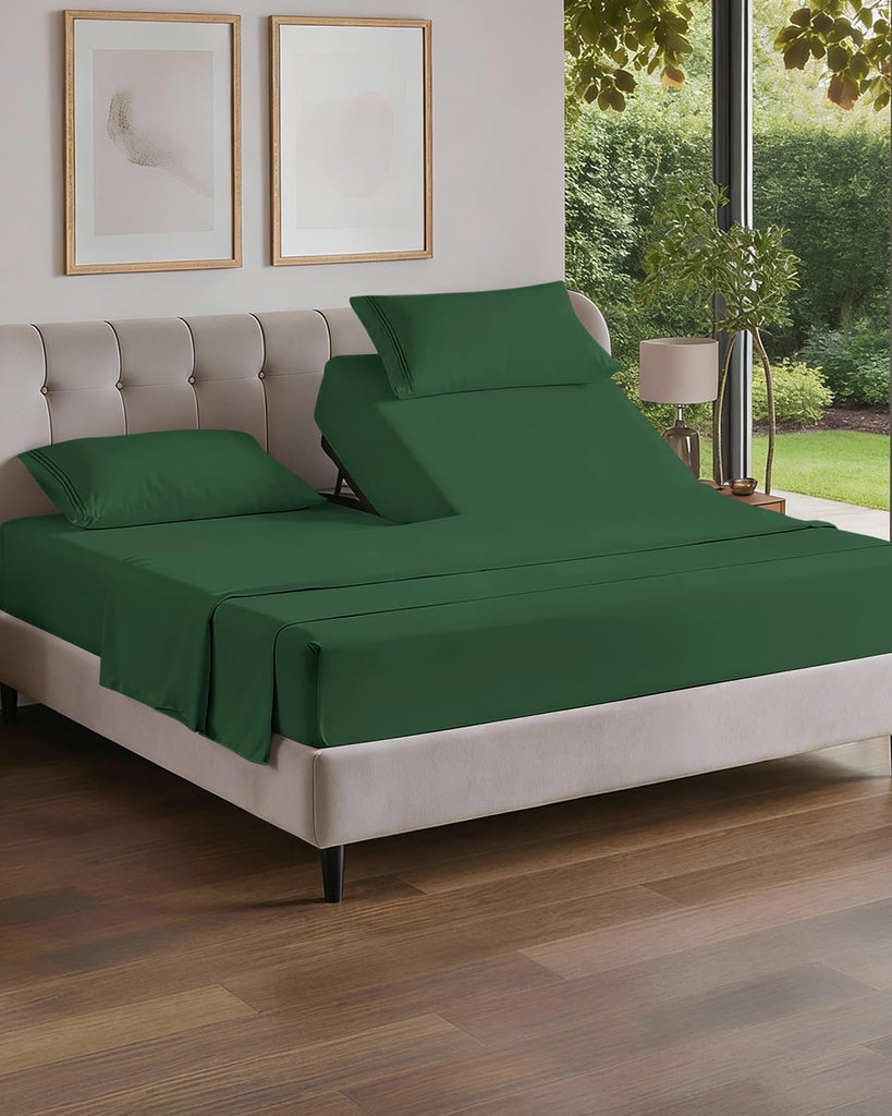 Flex Top Split Head King 4 Piece Sheet Set - Soft & Cooling - Emerald Green
