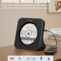 MEGATEK Portable CD Player with Bluetooth RX/TX, FM Radio & USB - Black