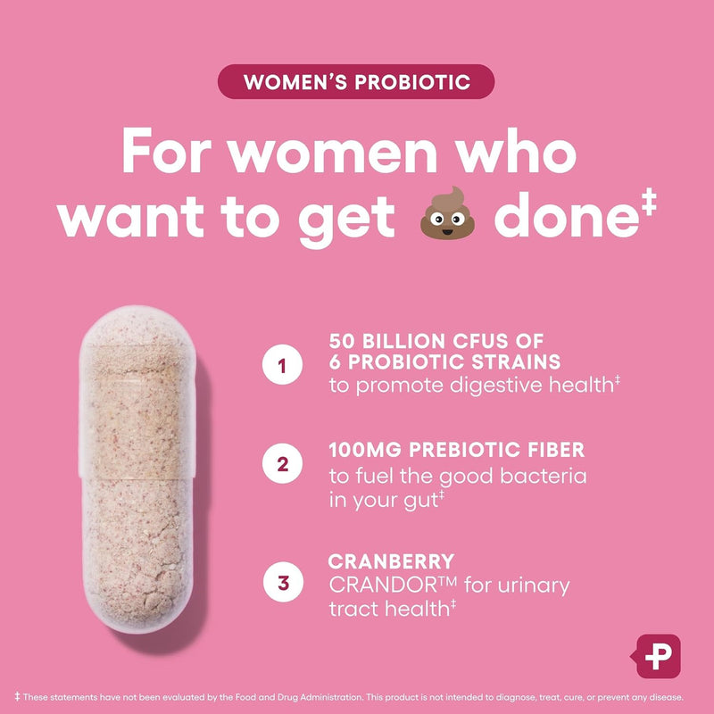 Physician's CHOICE Probióticos para mujeres - Equilibrio PH, digestivo, UT y salud femenina - 50 mil millones de CFU - 6 cepas únicas para ella - Prebióticos orgánicos, extracto de arándano+