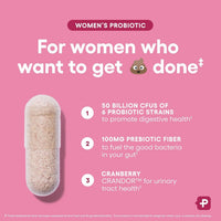 Physician's CHOICE Probióticos para mujeres - Equilibrio PH, digestivo, UT y salud femenina - 50 mil millones de CFU - 6 cepas únicas para ella - Prebióticos orgánicos, extracto de arándano+