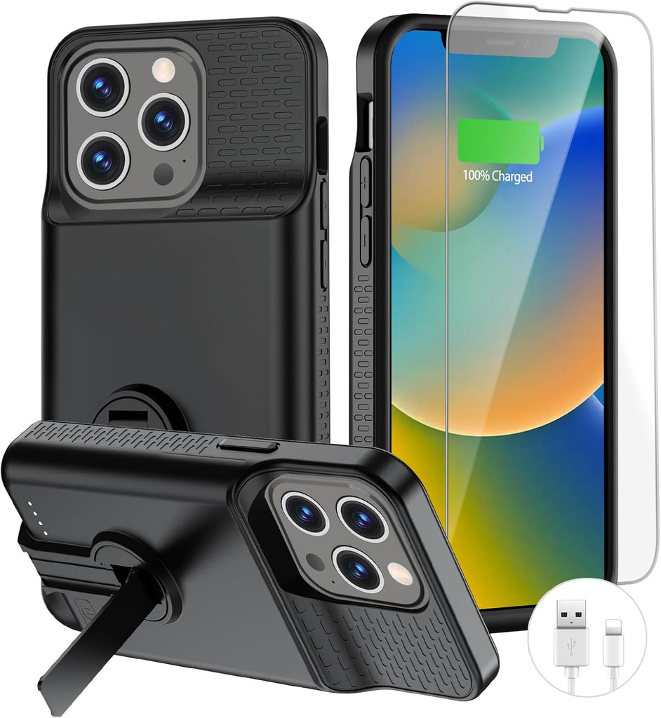 BOPPS for iPhone 13 Pro Max/14 Pro Max/14 Plus with Stand,Ultra Slim 8500 Portable Rechargeable Strong Protective Extend