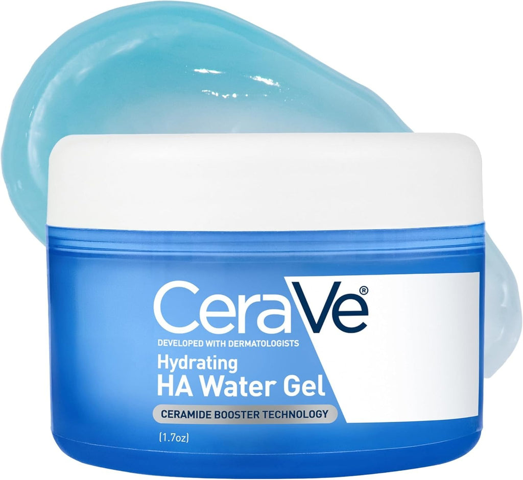 CeraVe Gel de agua hidratante de ácido hialurónico, hidratante facial ligero para hidratar con ceramidas, ácido hialurónico y niacinamida, sin fragancia, seguro para pieles sensibles, 1.7 onzas