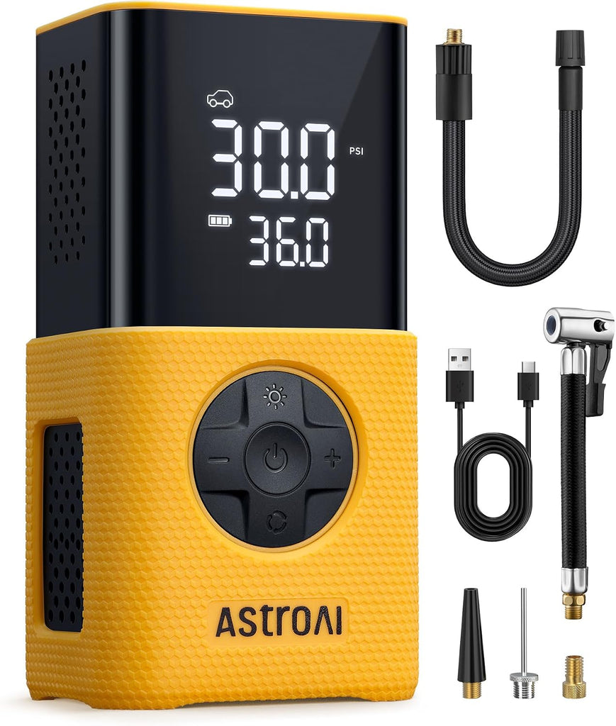 AstroAI L7S Tire Inflator Portable Air Compressor Cordless with Digital Pressure Gauge, 150 PSI LED Light Bike Air Pump