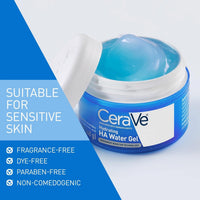CeraVe Gel de agua hidratante de ácido hialurónico, hidratante facial ligero para hidratar con ceramidas, ácido hialurónico y niacinamida, sin fragancia, seguro para pieles sensibles, 1.7 onzas