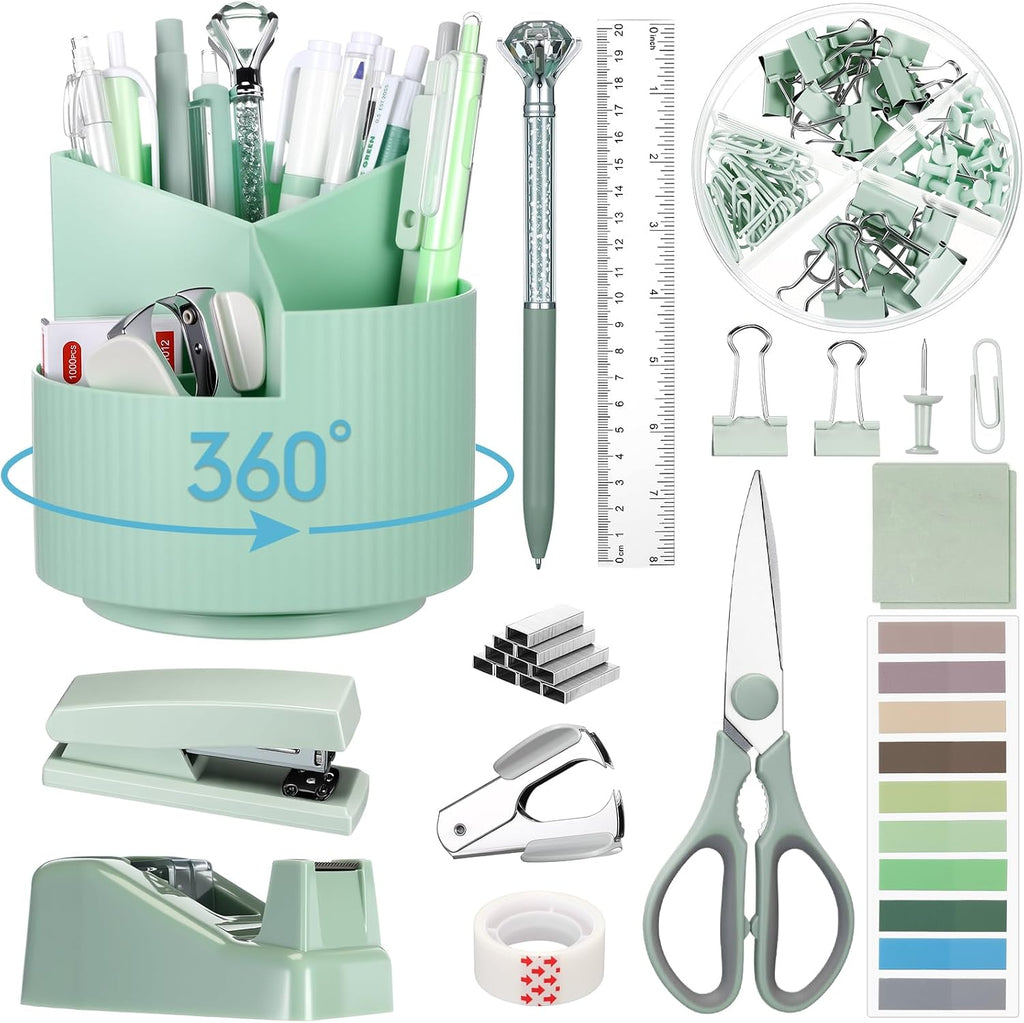 Marspark Sage Green Desk Accessories Office Supplies Set, 12 Pcs