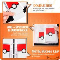 EASYFUN Card Binder 4 Pocket, Trading Card Holder Fits 400 Cards With 50 Removable Sleeves