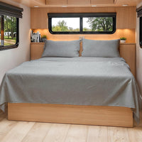 Short Queen Size 4 Piece Bed Sheet Set - RV Short Queen - Heathered Grey