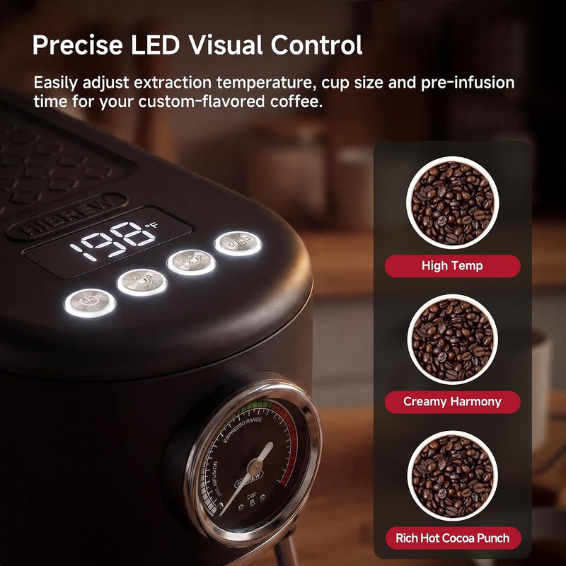 HIBREW H10B Programmable Espresso Machine with LED Display & Pressure Gauge