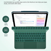 Funda con Teclado typecase Edge para iPad 11" (A16) / 10.ª Gen - Verde Medianoche