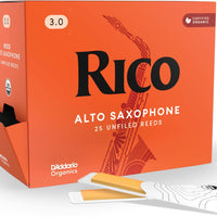 Rico Organic Alto Saxophone Reeds, Strength 3.0, 25 Pack