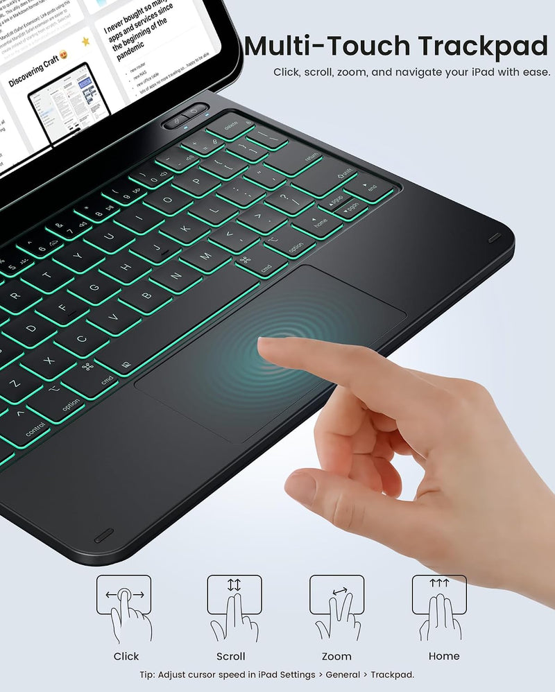 Funda con Teclado typecase Edge para iPad 11" (A16) / 10.ª Gen - Negro