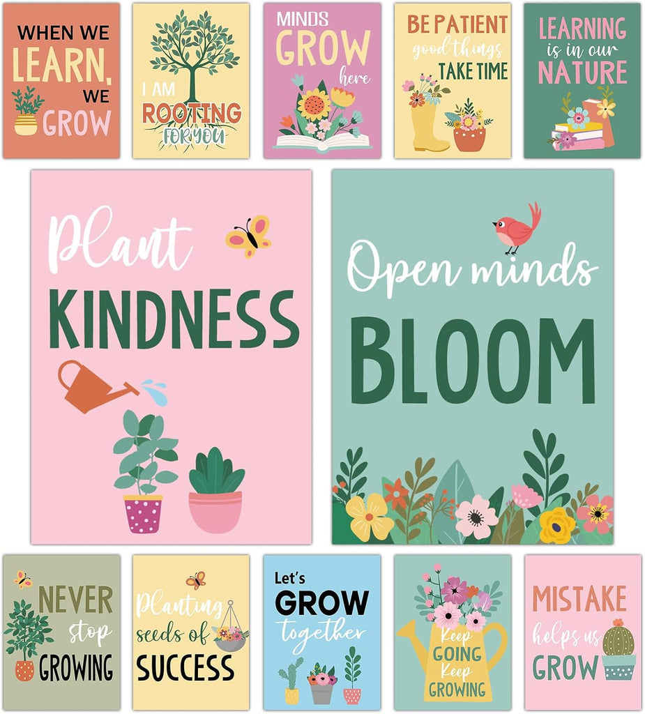 Lonfliness 12Pcs Motivational Poster for Classroom Wildflower Classroom Decor Grow Poster Inspirational Bulletin Board G