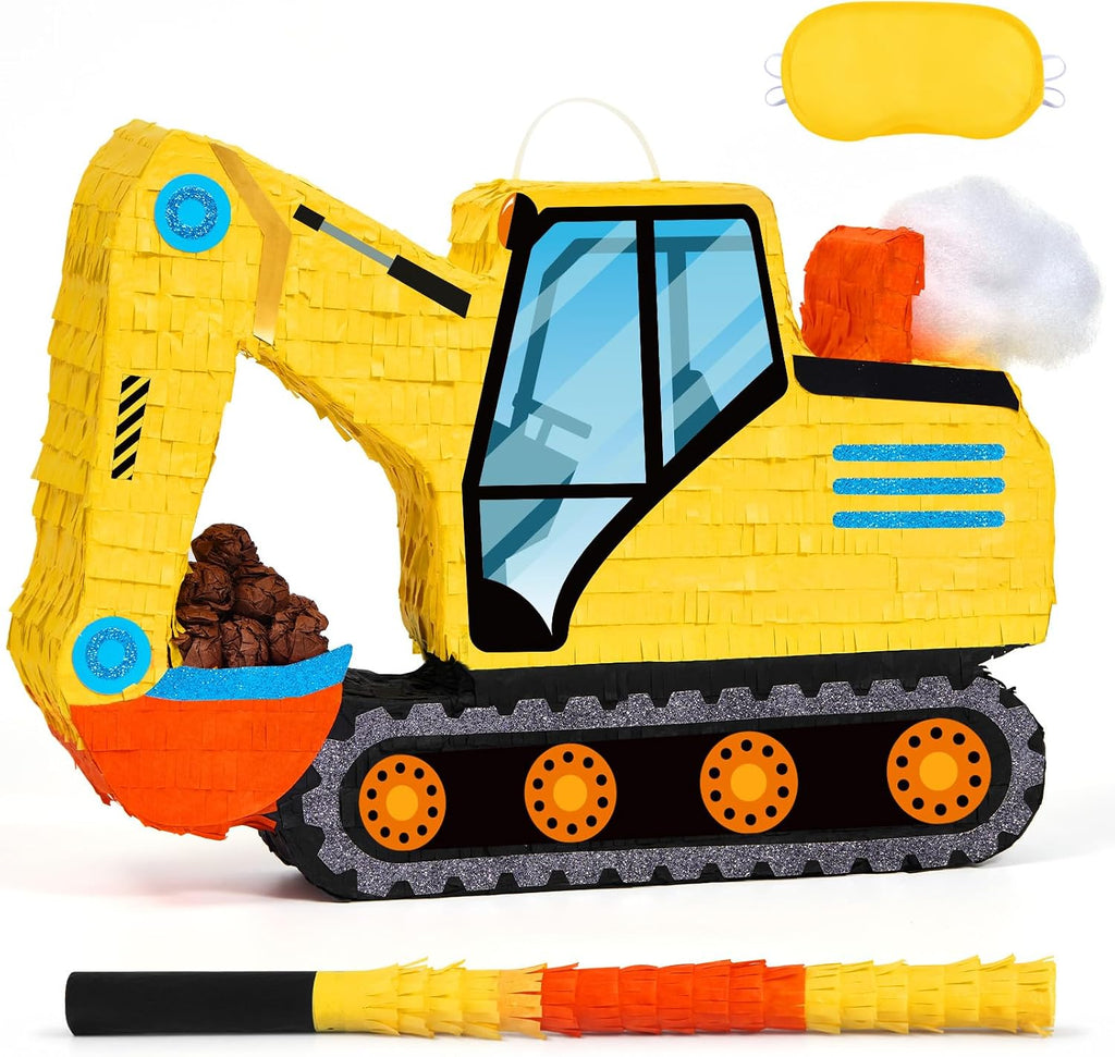 WERNNSAI Excavator Piñata Yellow Digger Piñata Construction Birthday Decor
